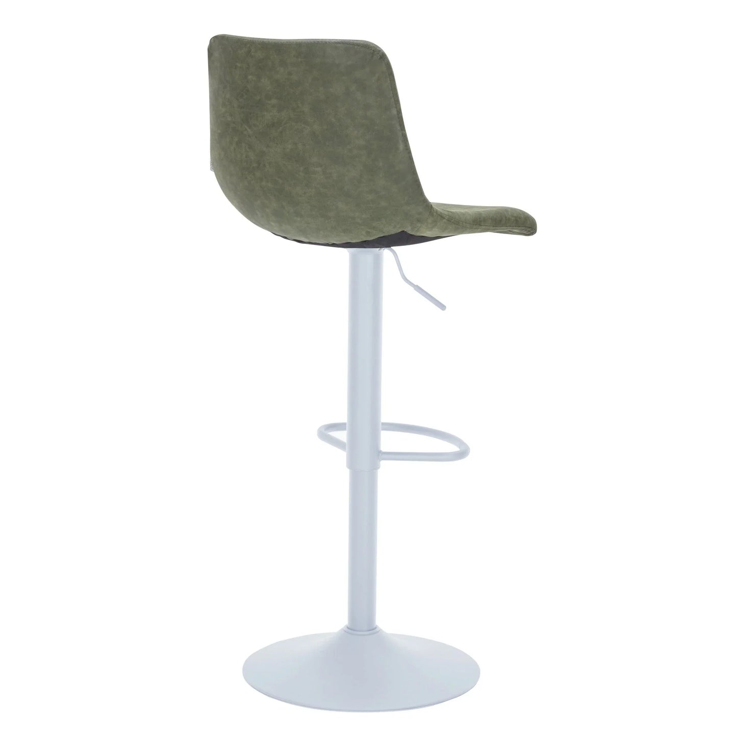 Tilbury Adjustable Height Bar Stool with Leather Upholstery in White Iron with Footrest - Elax Furniture