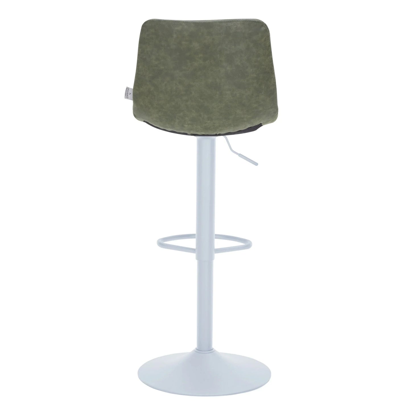 Tilbury Adjustable Height Bar Stool with Leather Upholstery in White Iron with Footrest - Elax Furniture