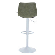 Tilbury Adjustable Height Bar Stool with Leather Upholstery in White Iron with Footrest - Elax Furniture
