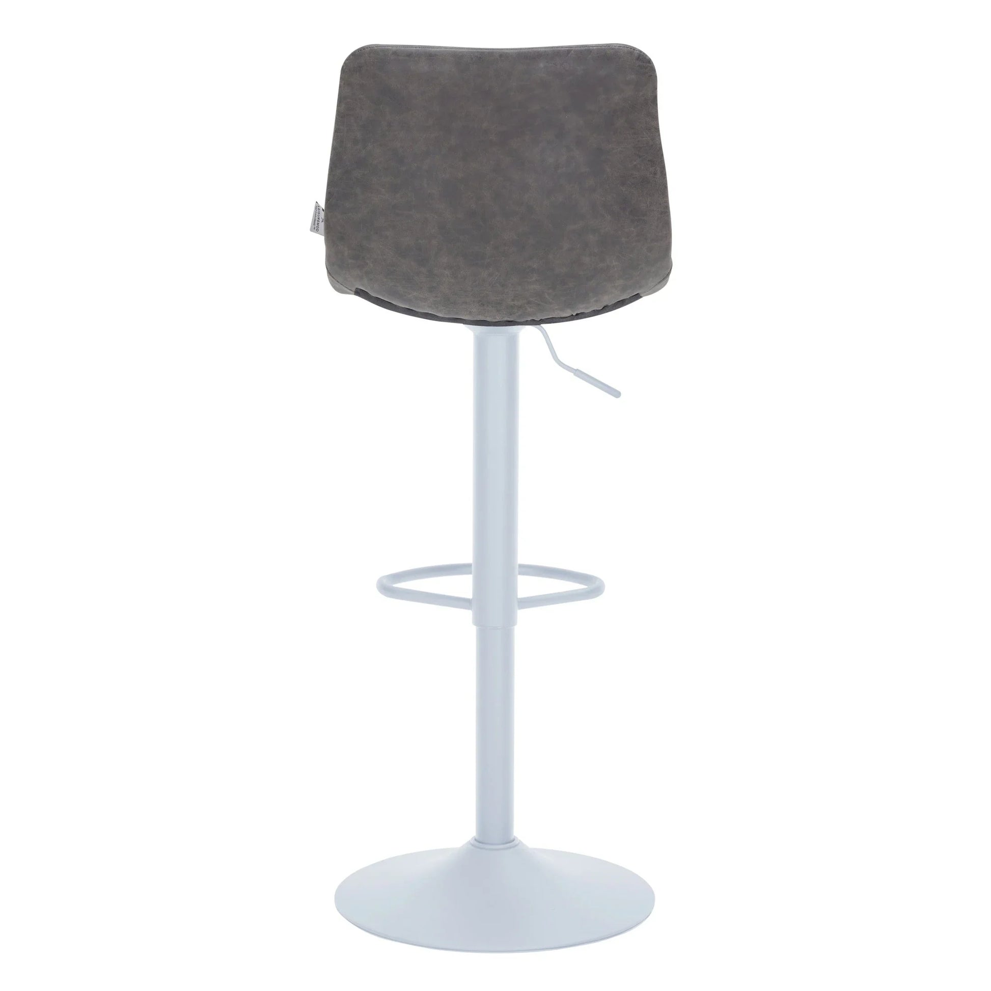 Tilbury Adjustable Height Bar Stool with Leather Upholstery in White Iron with Footrest - Elax Furniture