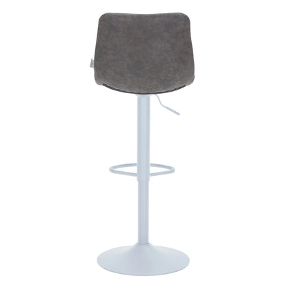 Tilbury Adjustable Height Bar Stool with Leather Upholstery in White Iron with Footrest - Elax Furniture