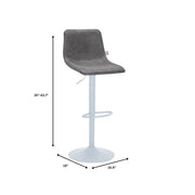Tilbury Adjustable Height Bar Stool with Leather Upholstery in White Iron with Footrest - Elax Furniture