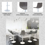 Tilbury Adjustable Height Bar Stool with Leather Upholstery in White Iron with Footrest - Elax Furniture