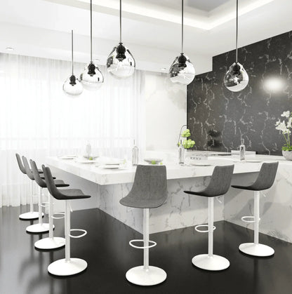 Tilbury Adjustable Height Bar Stool with Leather Upholstery in White Iron with Footrest - Elax Furniture