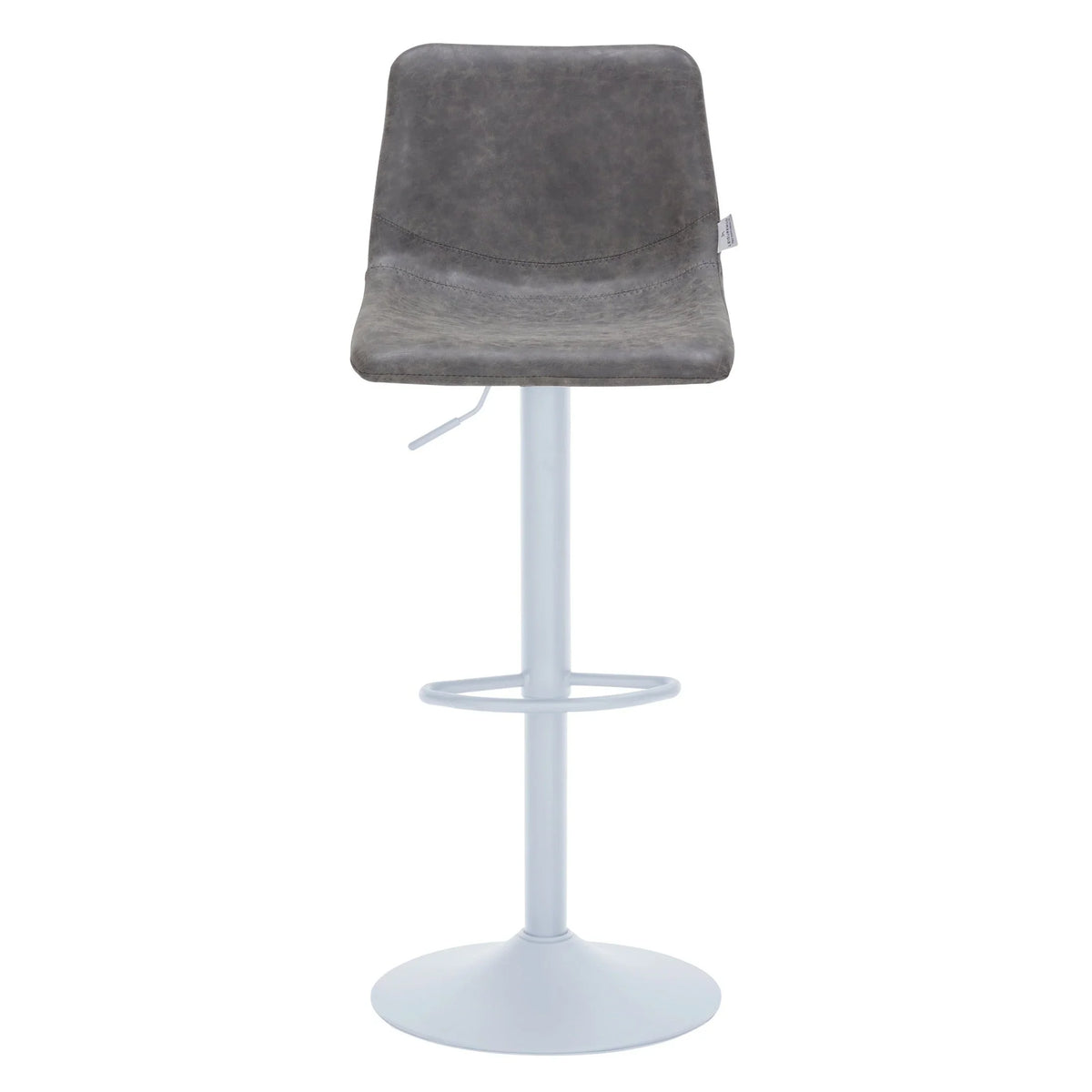 Tilbury Adjustable Height Bar Stool with Leather Upholstery in White Iron with Footrest - Elax Furniture