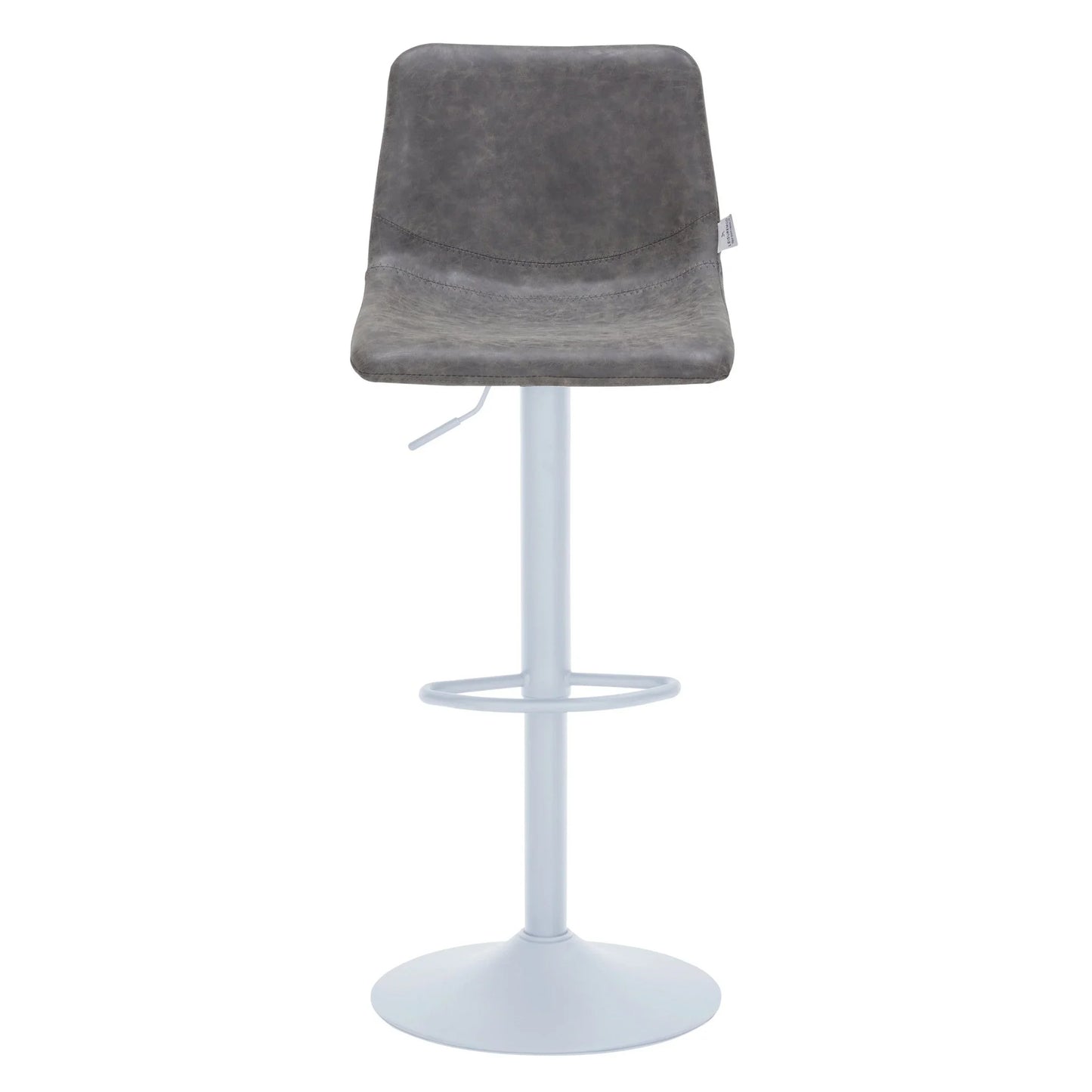 Tilbury Adjustable Height Bar Stool with Leather Upholstery in White Iron with Footrest - Elax Furniture
