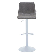 Tilbury Adjustable Height Bar Stool with Leather Upholstery in White Iron with Footrest - Elax Furniture