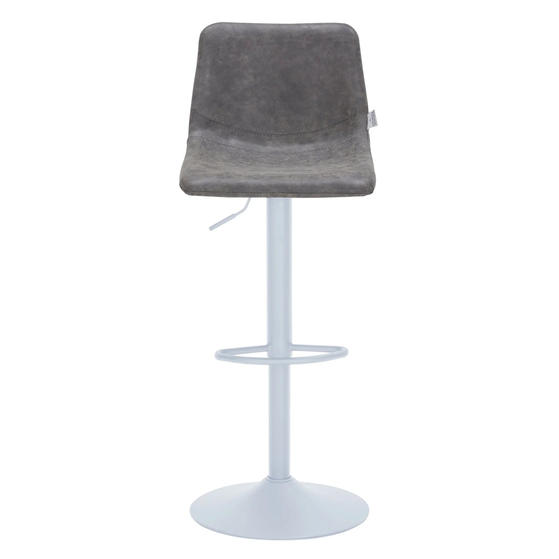 Tilbury Adjustable Height Bar Stool with Leather Upholstery in White Iron with Footrest - Elax Furniture