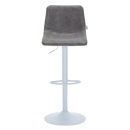 Tilbury Adjustable Height Bar Stool with Leather Upholstery in White Iron with Footrest - Elax Furniture