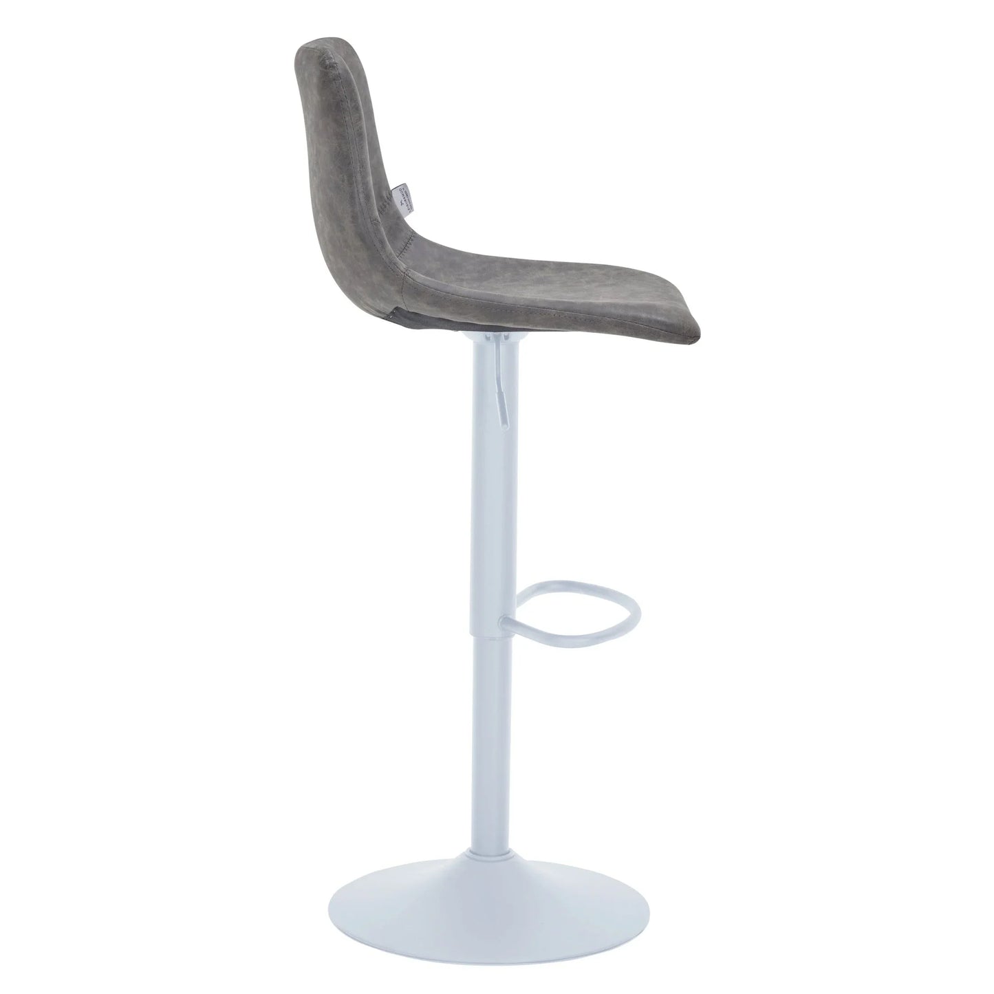 Tilbury Adjustable Height Bar Stool with Leather Upholstery in White Iron with Footrest - Elax Furniture