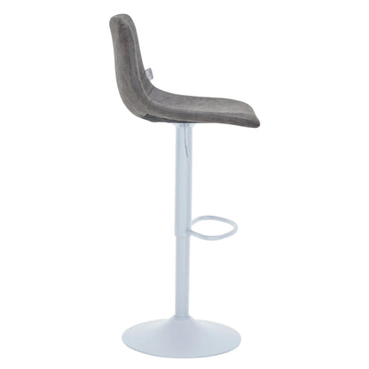 Tilbury Adjustable Height Bar Stool with Leather Upholstery in White Iron with Footrest - Elax Furniture