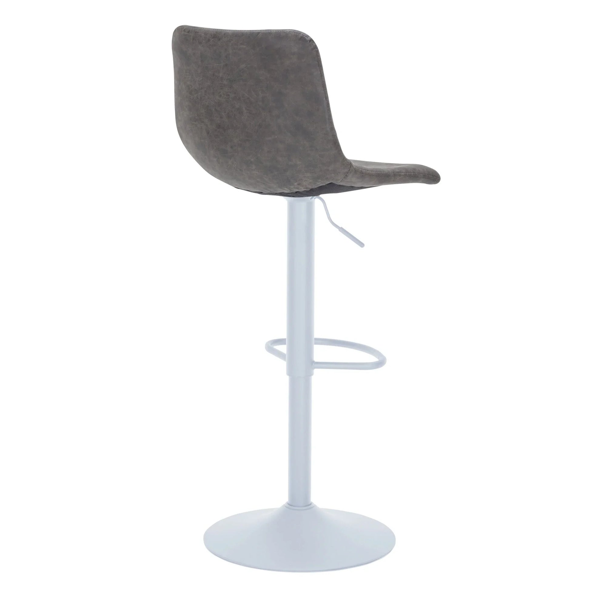 Tilbury Adjustable Height Bar Stool with Leather Upholstery in White Iron with Footrest - Elax Furniture