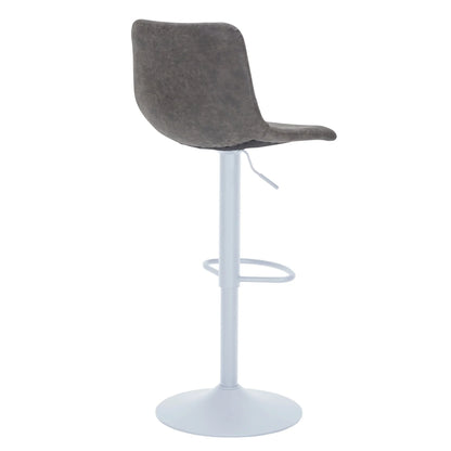 Tilbury Adjustable Height Bar Stool with Leather Upholstery in White Iron with Footrest - Elax Furniture