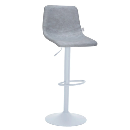 Tilbury Adjustable Height Bar Stool with Leather Upholstery in White Iron with Footrest - Elax Furniture