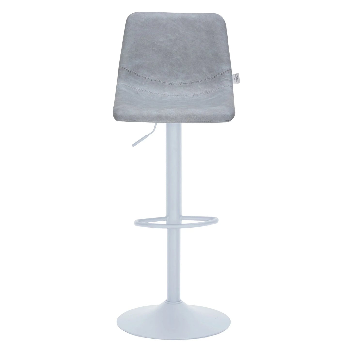 Tilbury Adjustable Height Bar Stool with Leather Upholstery in White Iron with Footrest - Elax Furniture