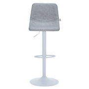 Tilbury Adjustable Height Bar Stool with Leather Upholstery in White Iron with Footrest - Elax Furniture
