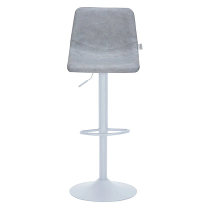 Tilbury Adjustable Height Bar Stool with Leather Upholstery in White Iron with Footrest - Elax Furniture