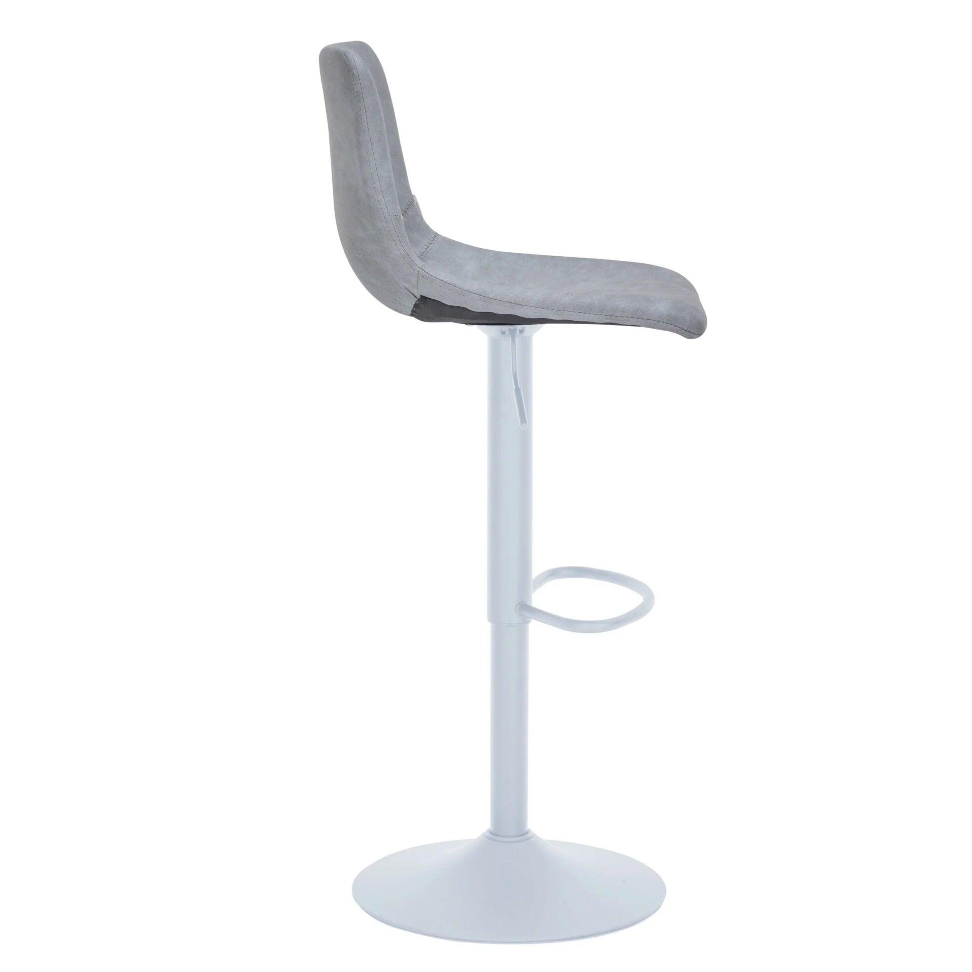 Tilbury Adjustable Height Bar Stool with Leather Upholstery in White Iron with Footrest - Elax Furniture