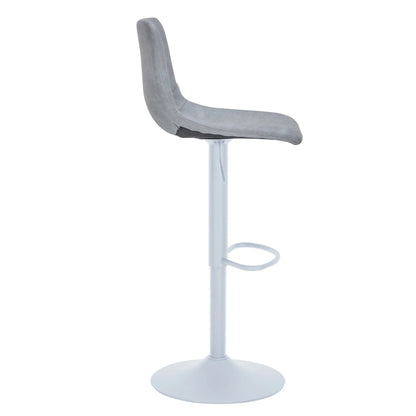 Tilbury Adjustable Height Bar Stool with Leather Upholstery in White Iron with Footrest - Elax Furniture