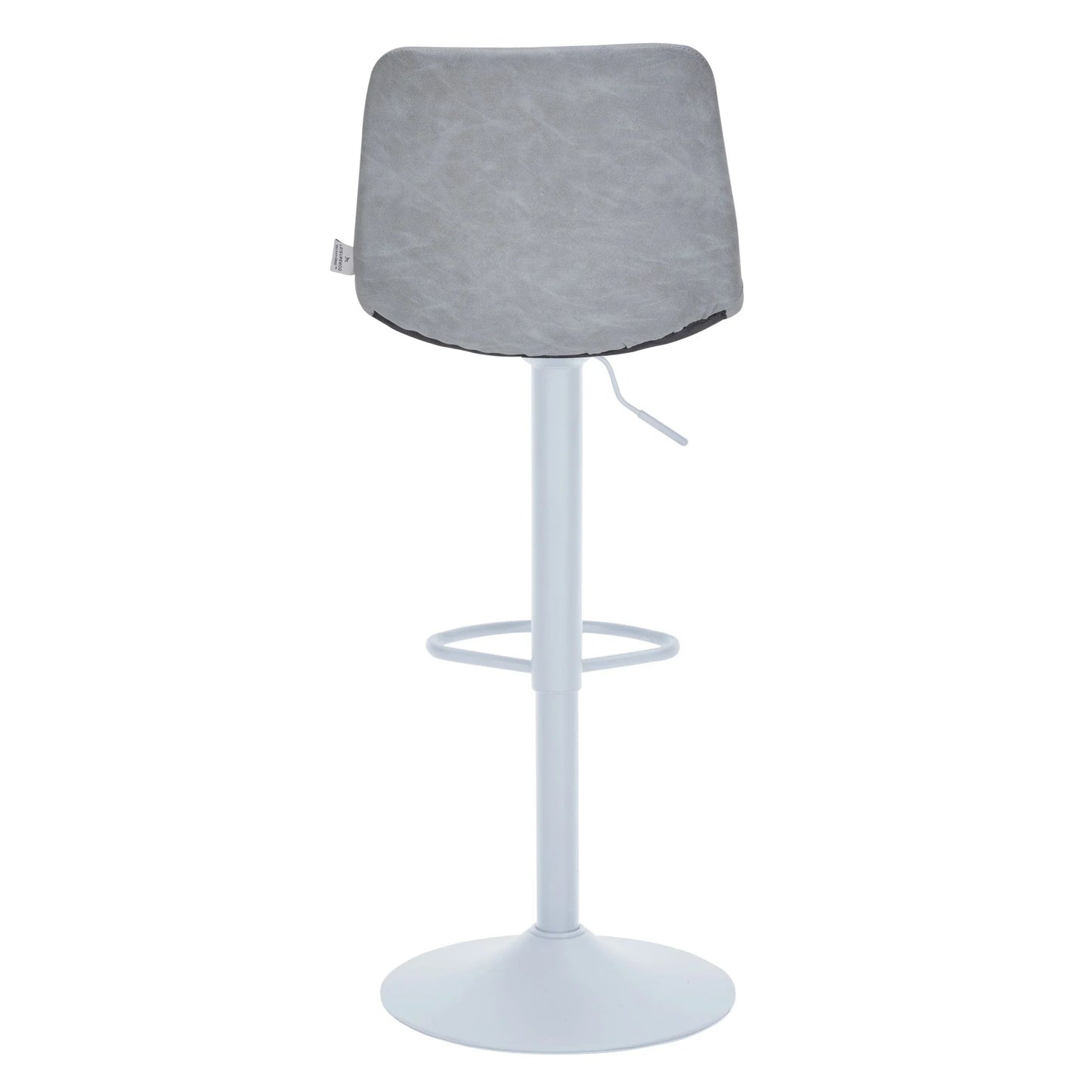 Tilbury Adjustable Height Bar Stool with Leather Upholstery in White Iron with Footrest - Elax Furniture
