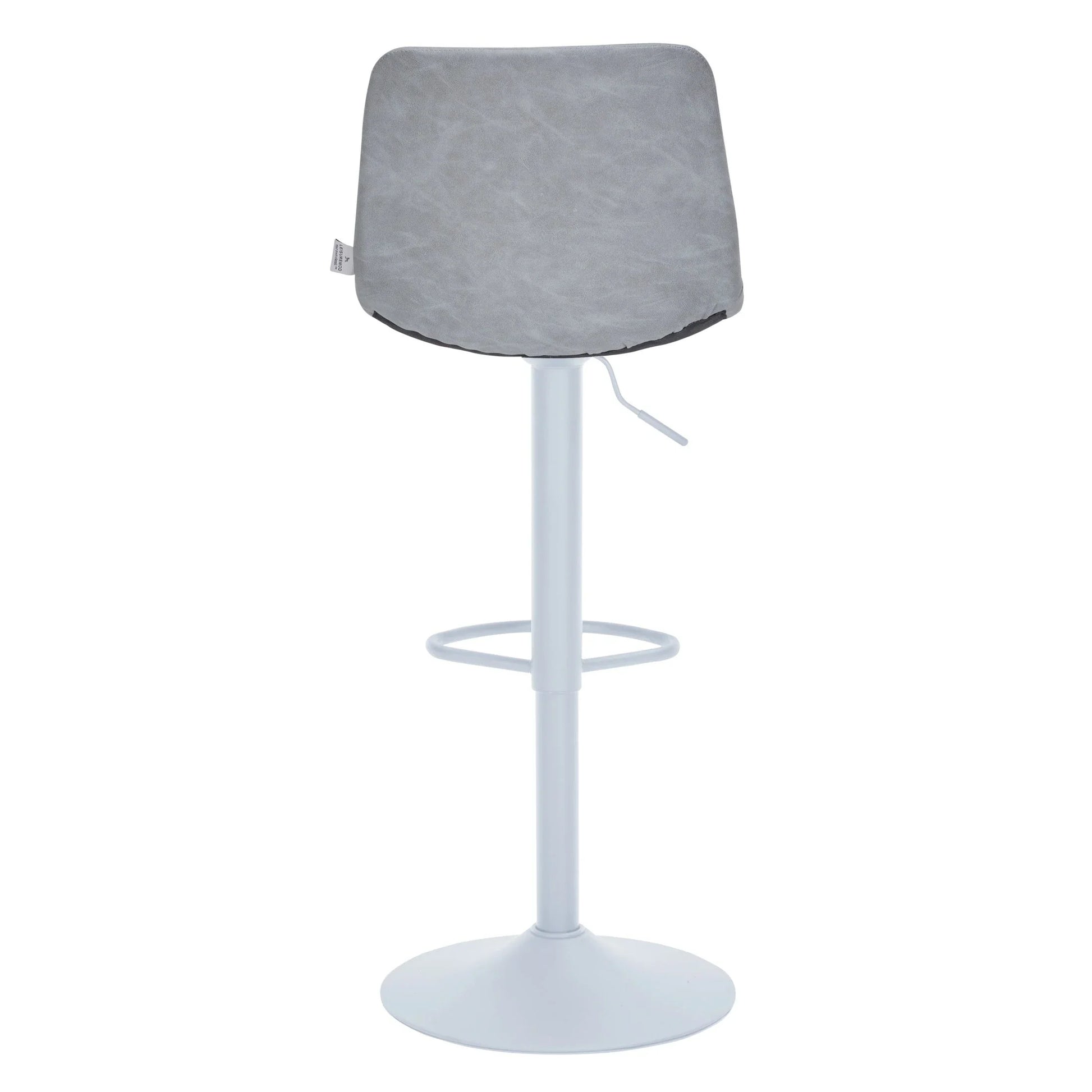 Tilbury Adjustable Height Bar Stool with Leather Upholstery in White Iron with Footrest - Elax Furniture