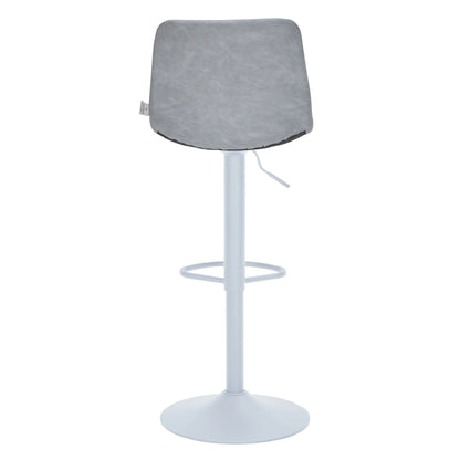 Tilbury Adjustable Height Bar Stool with Leather Upholstery in White Iron with Footrest - Elax Furniture