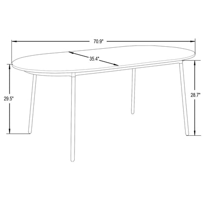 Tule 7-Piece Dining Set: Steel Frame, 6 Upholstered Chairs, 71'' Oval MDF Tabletop - Elax Furniture