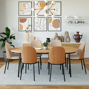 Tule 7-Piece Dining Set: Steel Frame, 6 Upholstered Chairs, 71'' Oval MDF Tabletop - Elax Furniture