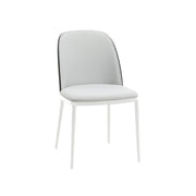 Tule 7-Piece Dining Set with 6 Upholstered Seat Dining Chairs in White Steel Frame and 71" Oval Dining Table with MDF Tabletop - Elax Furniture