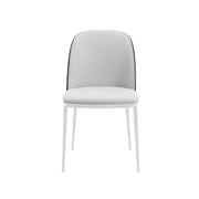 Tule 7-Piece Dining Set with 6 Upholstered Seat Dining Chairs in White Steel Frame and 71" Oval Dining Table with MDF Tabletop - Elax Furniture