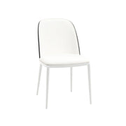 Tule 7-Piece Dining Set with 6 Upholstered Seat Dining Chairs in White Steel Frame and 71" Oval Dining Table with MDF Tabletop - Elax Furniture