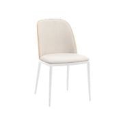 Tule 7-Piece Dining Set with 6 Upholstered Seat Dining Chairs in White Steel Frame and 71" Oval Dining Table with MDF Tabletop - Elax Furniture