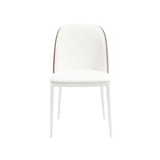 Tule 7-Piece Dining Set with 6 Upholstered Seat Dining Chairs in White Steel Frame and 71" Oval Dining Table with MDF Tabletop - Elax Furniture
