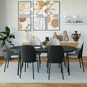 Tule 71" Oval Dining Table with MDF Tabletop and Black Steel Legs - Elax Furniture