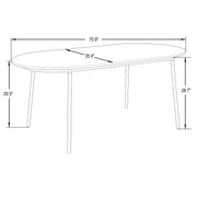 Tule 71" Oval Dining Table with MDF Tabletop and Black Steel Legs - Elax Furniture