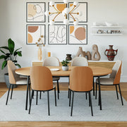 Tule 71" Oval Dining Table with MDF Tabletop and Black Steel Legs - Elax Furniture