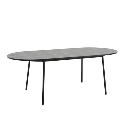 Tule Modern 83" Oval Dining Table with MDF Tabletop and Black Steel Legs - Elax Furniture