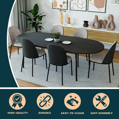 Tule Modern 83" Oval Dining Table with MDF Tabletop and Black Steel Legs - Elax Furniture