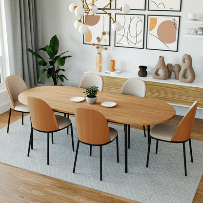 Tule Modern 83" Oval Dining Table with MDF Tabletop and Black Steel Legs - Elax Furniture