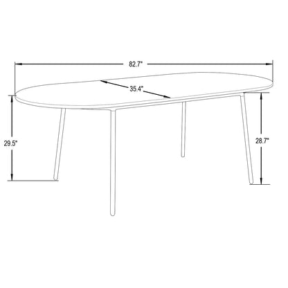 Tule Modern 83" Oval Dining Table with MDF Tabletop and Black Steel Legs - Elax Furniture