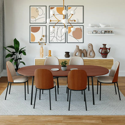 Tule Modern 83" Oval Dining Table with MDF Tabletop and Black Steel Legs - Elax Furniture