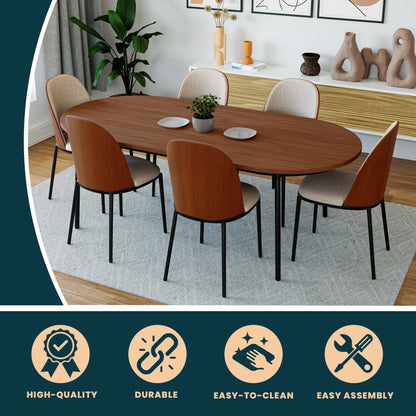 Tule Modern 83" Oval Dining Table with MDF Tabletop and Black Steel Legs - Elax Furniture
