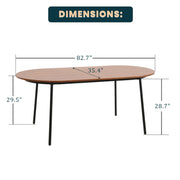 Tule Modern 83" Oval Dining Table with MDF Tabletop and Black Steel Legs - Elax Furniture