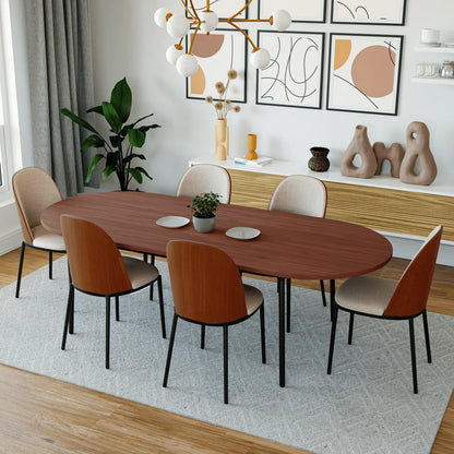 Tule Modern 83" Oval Dining Table with MDF Tabletop and Black Steel Legs - Elax Furniture