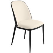 Tule Dining Side Chair with Upholstered Seat and Powder-Coated Steel Frame Black Black and White Dining Chair Leisuremod