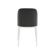 Tule Dining Side Chair with Upholstered Seat and Powder-Coated Steel Frame White Black and White Dining Chair Leisuremod