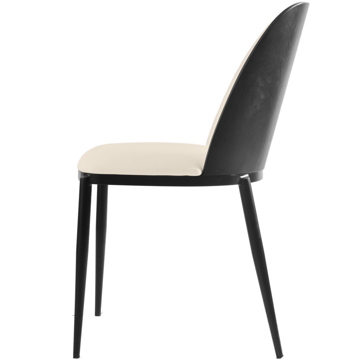 Tule Dining Side Chair with Upholstered Seat and Powder-Coated Steel Frame Black Black and White Dining Chair Leisuremod