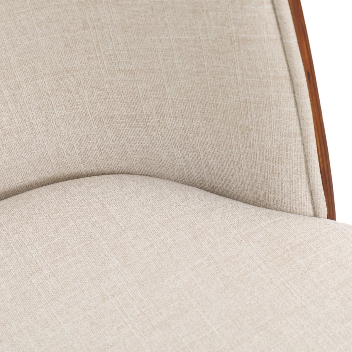 Tule Dining Side Chair with Upholstered Seat and Powder-Coated Steel Frame White Walnut Beige Dining Chair Leisuremod