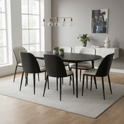 Tule Dining Side Chair with Upholstered Seat and Powder-Coated Steel Frame Black Black Platinum Blue Dining Chair Leisuremod