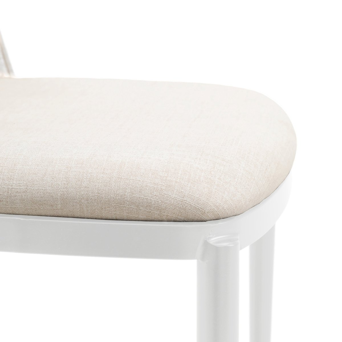 Tule Dining Side Chair with Upholstered Seat and Powder-Coated Steel Frame White Walnut Beige Dining Chair Leisuremod